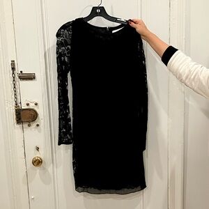 Diane Von Furstenberg Black Lace Long Sleeve Dress